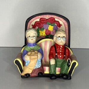 Grandma & Grandpa Salt and Pepper Shakers with Napkin Holder